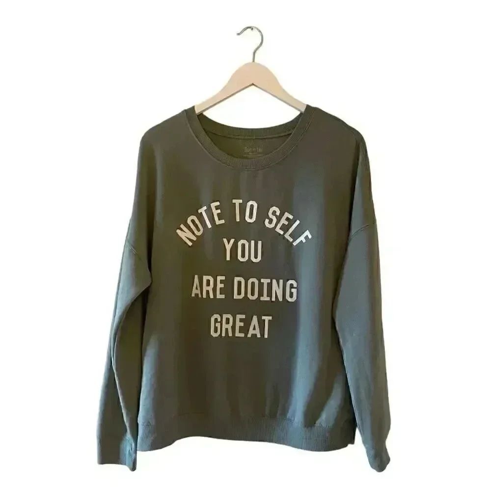Zoe + Liv Women's Note to Self Graphic Soft Cozy Athleisure Long Sleeves SZ L - Picture 3 of 11